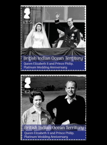 British Indian Ocean Territory Platinum Wedding Anniverary of HM Queen Elizabeth II & HRH Prince Philip 4 value set 20/11/17