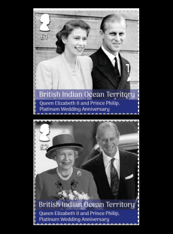 British Indian Ocean Territory Platinum Wedding Anniverary of HM Queen Elizabeth II & HRH Prince Philip 4 value set 20/11/17