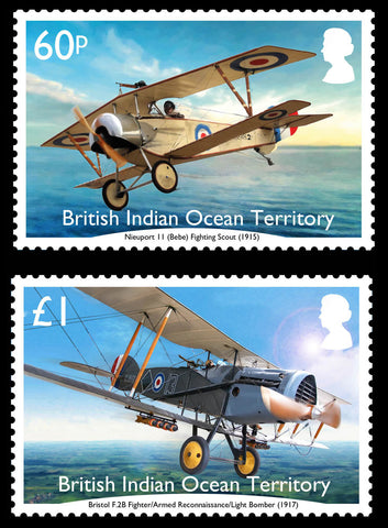 British Indian Ocean Territory  WW1 Aircraft in British Service 6 value set   6/3/17