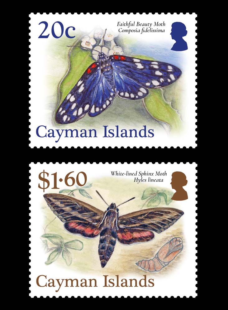 Cayman Islands Moths 4 value set 12/10/17
