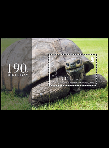 St. Helena 190th Birthday Jonathan the Tortoise £2 1 Value M/S